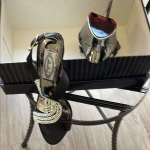 Black and Silver Heels with Rhinestone Detail